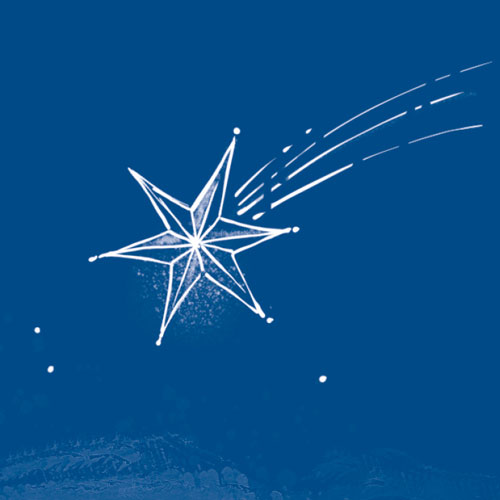 Ein illustrierter weißer Stern auf blauem Hintergrund